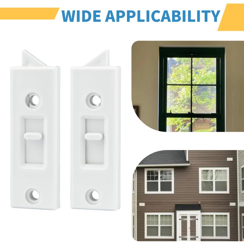 JPKTA 12 Pcs Window Latch Locks Spring Loaded Window Tilt Latch Replacement Part by JPKTA,Vinyl Plastic Construction,Window Parts and Hardware 2 Inch Hole Center Spacing Sliding Lock White - Image 5